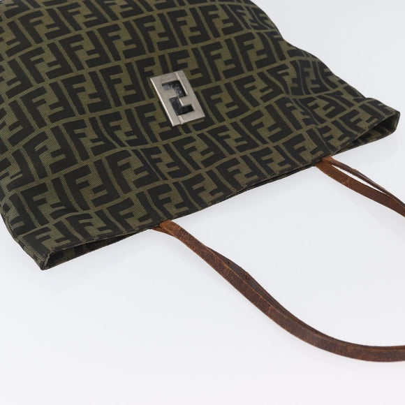 FENDI Zucca Canvas Tote Bag Brown Black Auth 173610