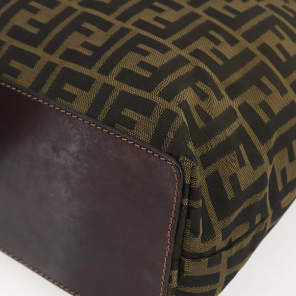 FENDI Zucca Canvas Tote Bag Brown Black Auth 173613