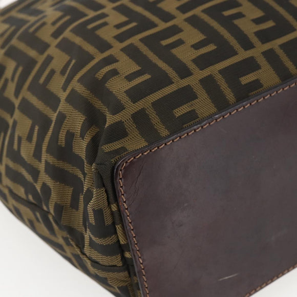 FENDI Zucca Canvas Tote Bag Brown Black Auth 173613