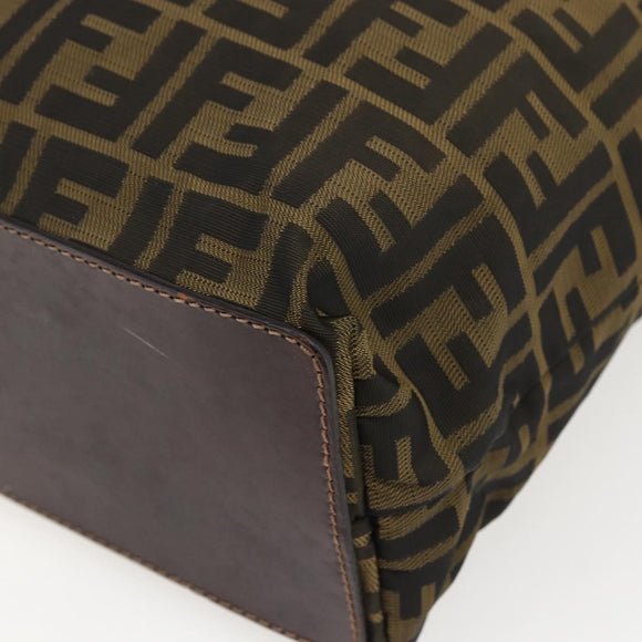 FENDI Zucca Canvas Tote Bag Brown Black Auth 173613