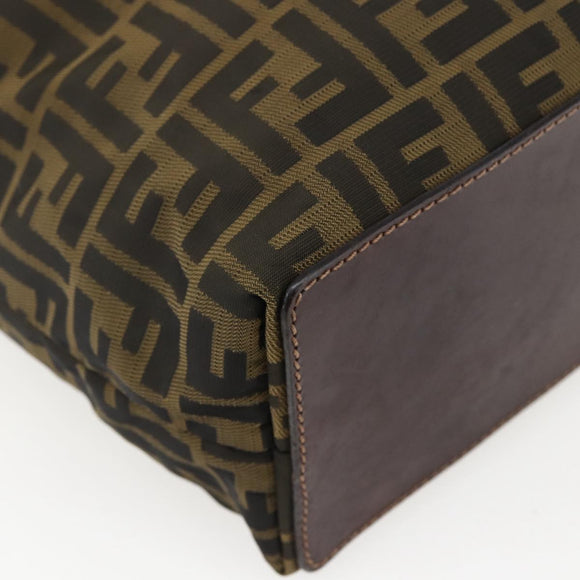 FENDI Zucca Canvas Tote Bag Brown Black Auth 173613