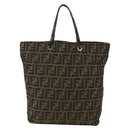 FENDI Zucca Canvas Tote Bag Brown Black Auth 173613-13