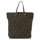 FENDI Zucca Canvas Tote Bag Brown Black Auth 173613-2