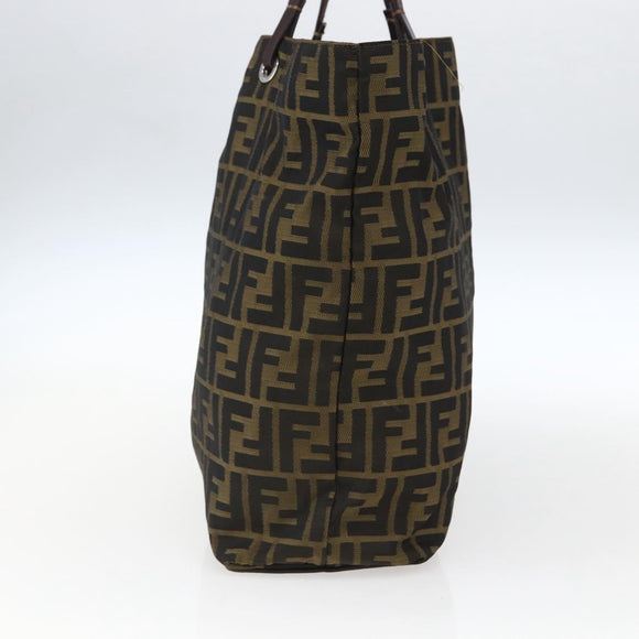 FENDI Zucca Canvas Tote Bag Brown Black Auth 173613