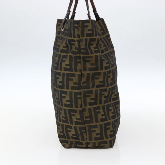 FENDI Zucca Canvas Tote Bag Brown Black Auth 173613