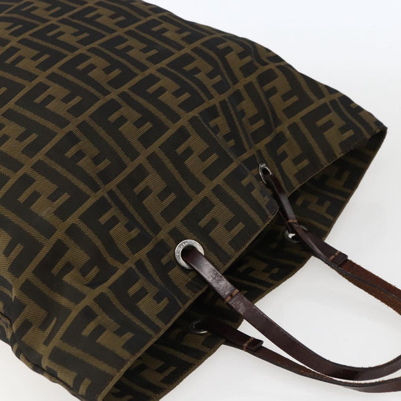 FENDI Zucca Canvas Tote Bag Brown Black Auth 173613