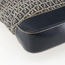 FENDI Zucchino Canvas Tote Bag Navy Silver Auth 173614-13