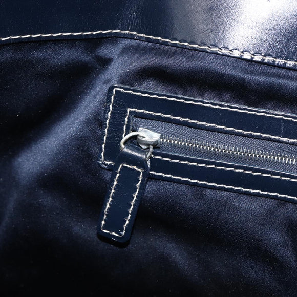 FENDI Zucchino Canvas Tote Bag Navy Silver Auth 173614