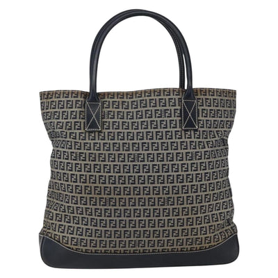 FENDI Zucchino Canvas Tote Bag Navy Silver Auth 173614 - 0