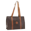 CELINE Macadam Canvas Tote Bag PVC Leather Brown Gold Auth 173615-1