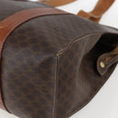 CELINE Macadam Canvas Tote Bag PVC Leather Brown Gold Auth 173615-9