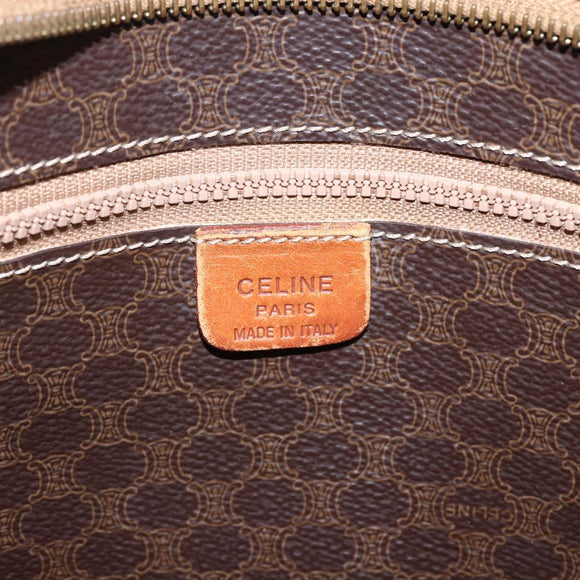 CELINE Macadam Canvas Tote Bag PVC Leather Brown Gold Auth 173615