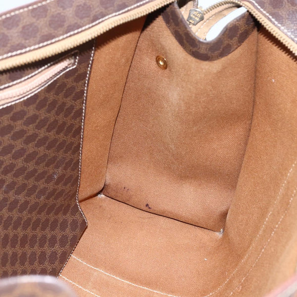 CELINE Macadam Canvas Tote Bag PVC Leather Brown Gold Auth 173615