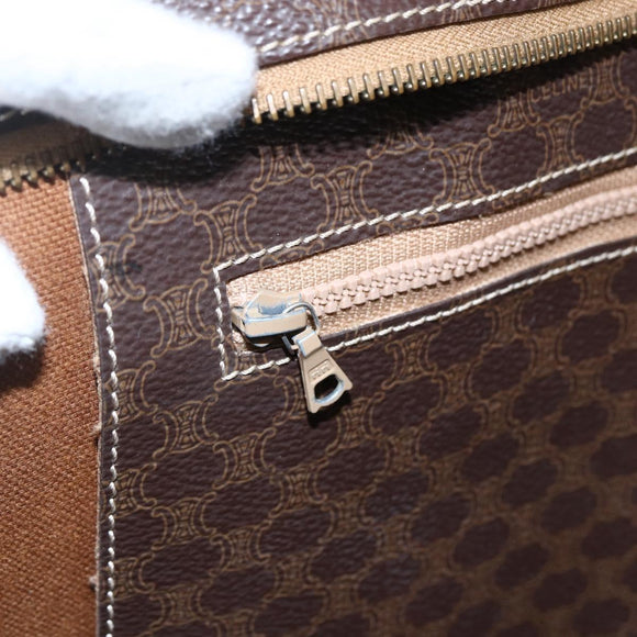 CELINE Macadam Canvas Tote Bag PVC Leather Brown Gold Auth 173615