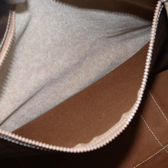 CELINE Macadam Canvas Tote Bag PVC Leather Brown Gold Auth 173615