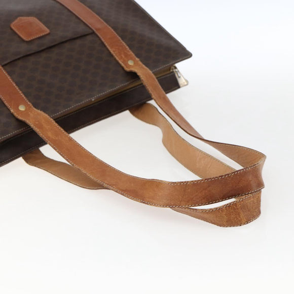 CELINE Macadam Canvas Tote Bag PVC Leather Brown Gold Auth 173615