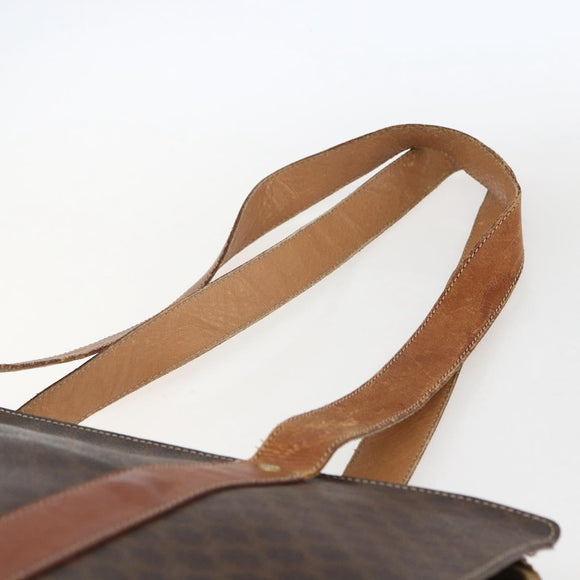 CELINE Macadam Canvas Tote Bag PVC Leather Brown Gold Auth 173615