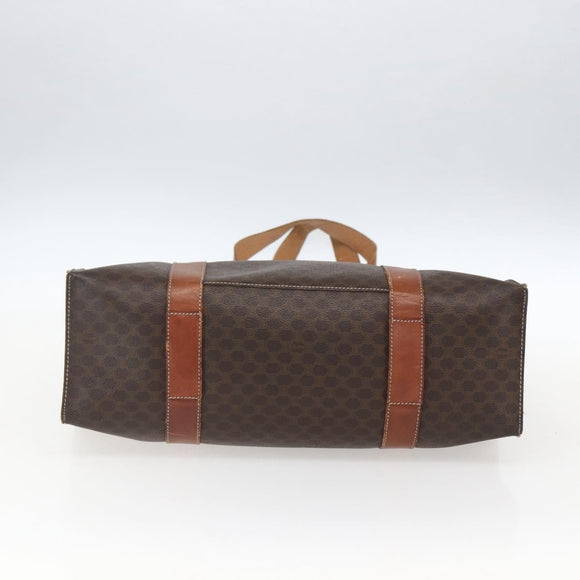 CELINE Macadam Canvas Tote Bag PVC Leather Brown Gold Auth 173615