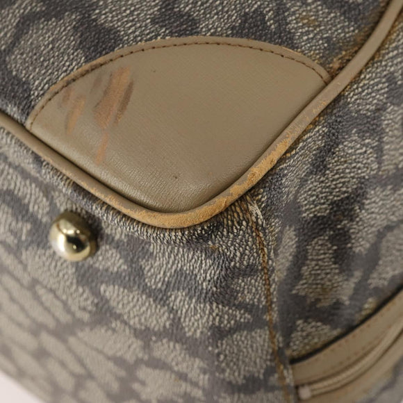 SAINT LAURENT Boston Bag PVC Leather Beige Gray Auth 173616