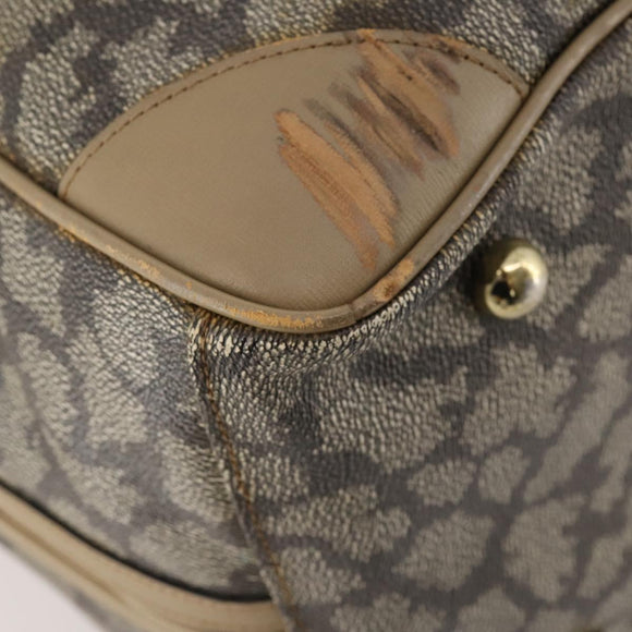 SAINT LAURENT Boston Bag PVC Leather Beige Gray Auth 173616