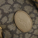 SAINT LAURENT Boston Bag PVC Leather Beige Gray Auth 173616-17