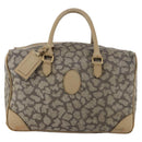 SAINT LAURENT Boston Bag PVC Leather Beige Gray Auth 173616-13