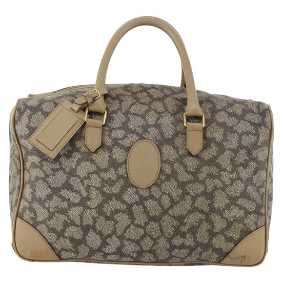 SAINT LAURENT Boston Bag PVC Leather Beige Gray Auth 173616