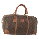 CELINE Macadam Canvas Boston Bag PVC Leather Brown Gold Auth 173617-1