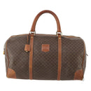 CELINE Macadam Canvas Boston Bag PVC Leather Brown Gold Auth 173617-13