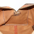 CELINE Macadam Canvas Boston Bag PVC Leather Brown Gold Auth 173617-21