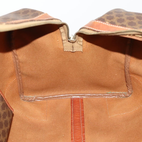 CELINE Macadam Canvas Boston Bag PVC Leather Brown Gold Auth 173617