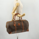 CELINE Macadam Canvas Boston Bag PVC Leather Brown Gold Auth 173617-25