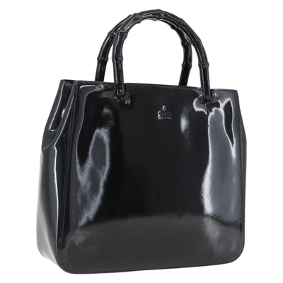 GUCCI Bamboo Hand Bag Patent leather Black 002 1061 Auth 173619