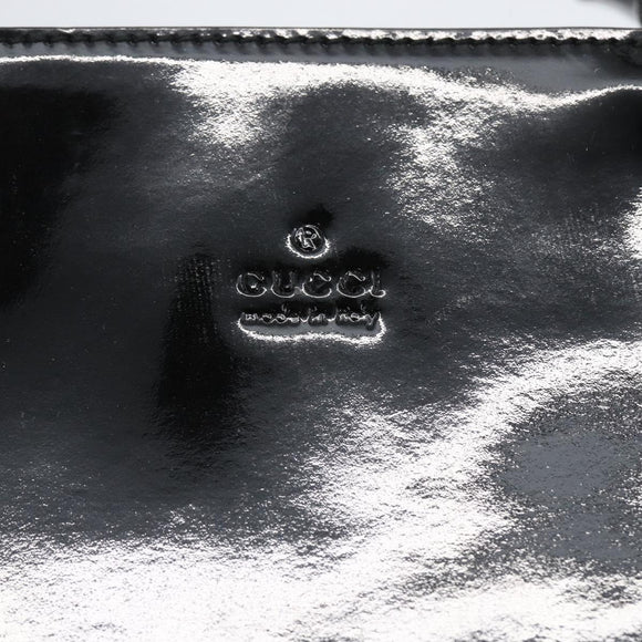 GUCCI Bamboo Hand Bag Patent leather Black 002 1061 Auth 173619