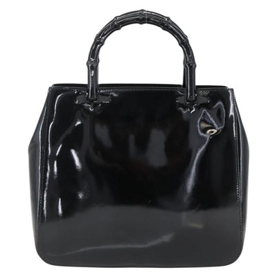 GUCCI Bamboo Hand Bag Patent leather Black 002 1061 Auth 173619 - 0
