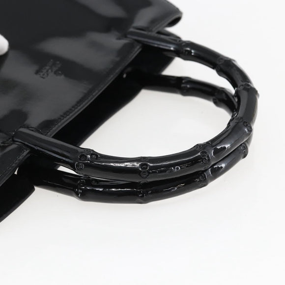GUCCI Bamboo Hand Bag Patent leather Black 002 1061 Auth 173619