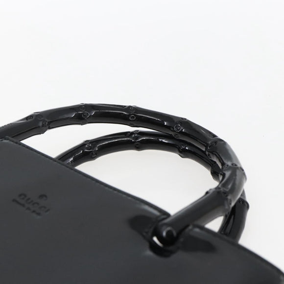 GUCCI Bamboo Hand Bag Patent leather Black 002 1061 Auth 173619