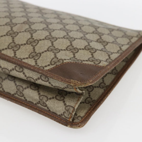 GUCCI GG Supreme Pouch PVC Beige Gold 89 01 029 Auth 173621