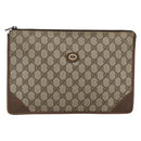 GUCCI GG Supreme Pouch PVC Beige Gold 89 01 029 Auth 173621-13
