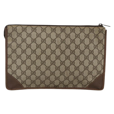 GUCCI GG Supreme Pouch PVC Beige Gold 89 01 029 Auth 173621 - 0