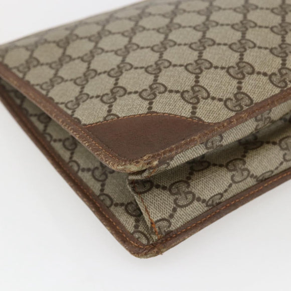 GUCCI GG Supreme Pouch PVC Beige Gold 89 01 029 Auth 173621