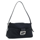 FENDI Mamma Baguette Shoulder Bag Black Silver Auth 173630-1