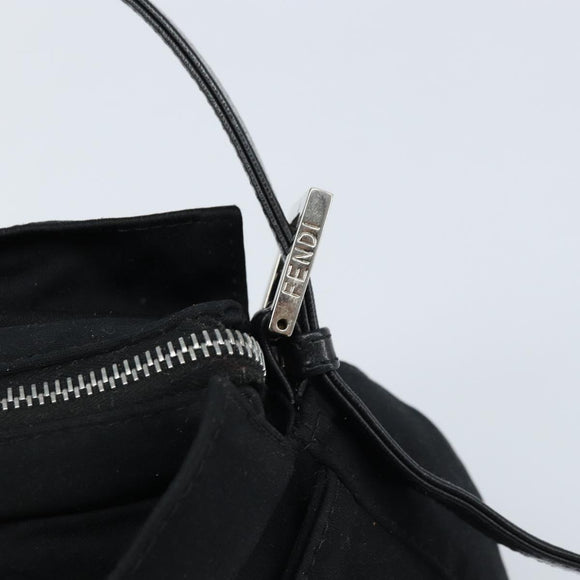 FENDI Mamma Baguette Shoulder Bag Black Silver Auth 173630