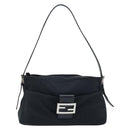 FENDI Mamma Baguette Shoulder Bag Black Silver Auth 173630-13