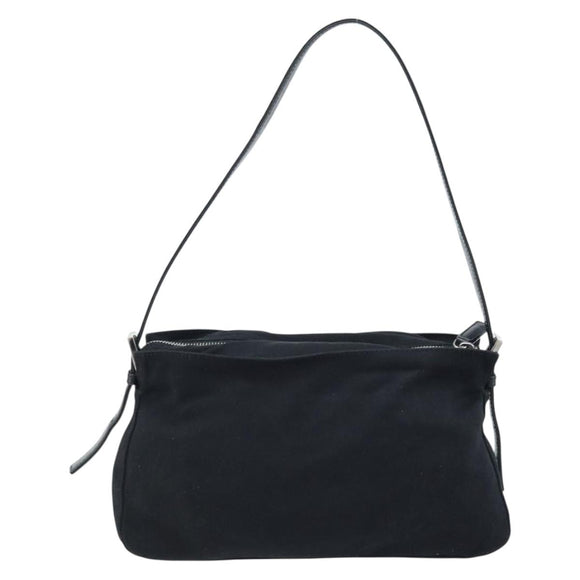 FENDI Mamma Baguette Shoulder Bag Black Silver Auth 173630