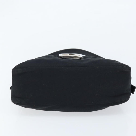 FENDI Mamma Baguette Shoulder Bag Black Silver Auth 173630
