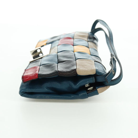 CELINE Shoulder Bag Leather Multicolor Silver Auth 173632V
