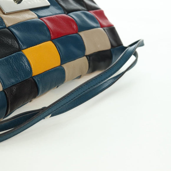 CELINE Shoulder Bag Leather Multicolor Silver Auth 173632V