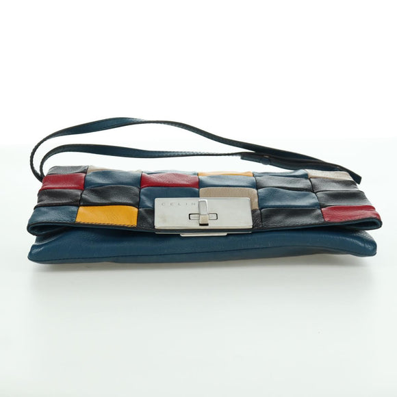 CELINE Shoulder Bag Leather Multicolor Silver Auth 173632V