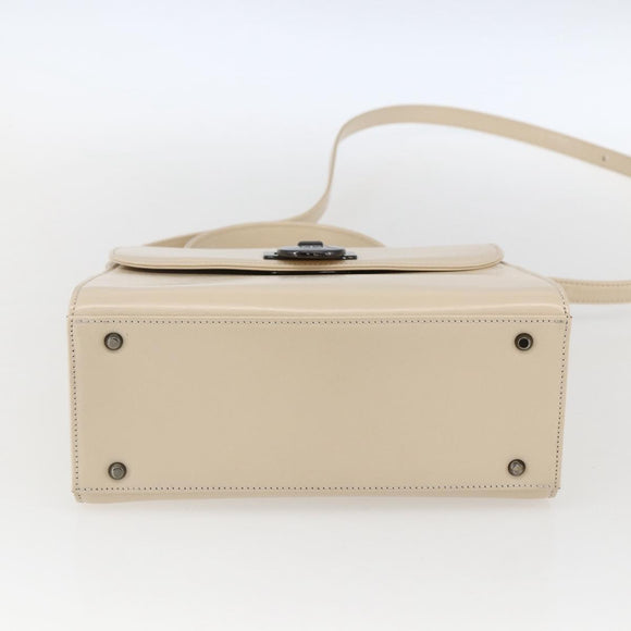 GIVENCHY Hand Bag Leather Light Beige Auth 173638